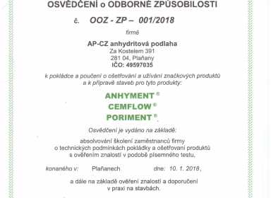 Osvědčení anhyment