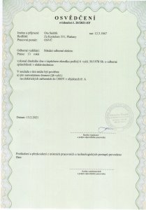 OSVĚDČENÍ vyhlášky 50_1978 Sb.